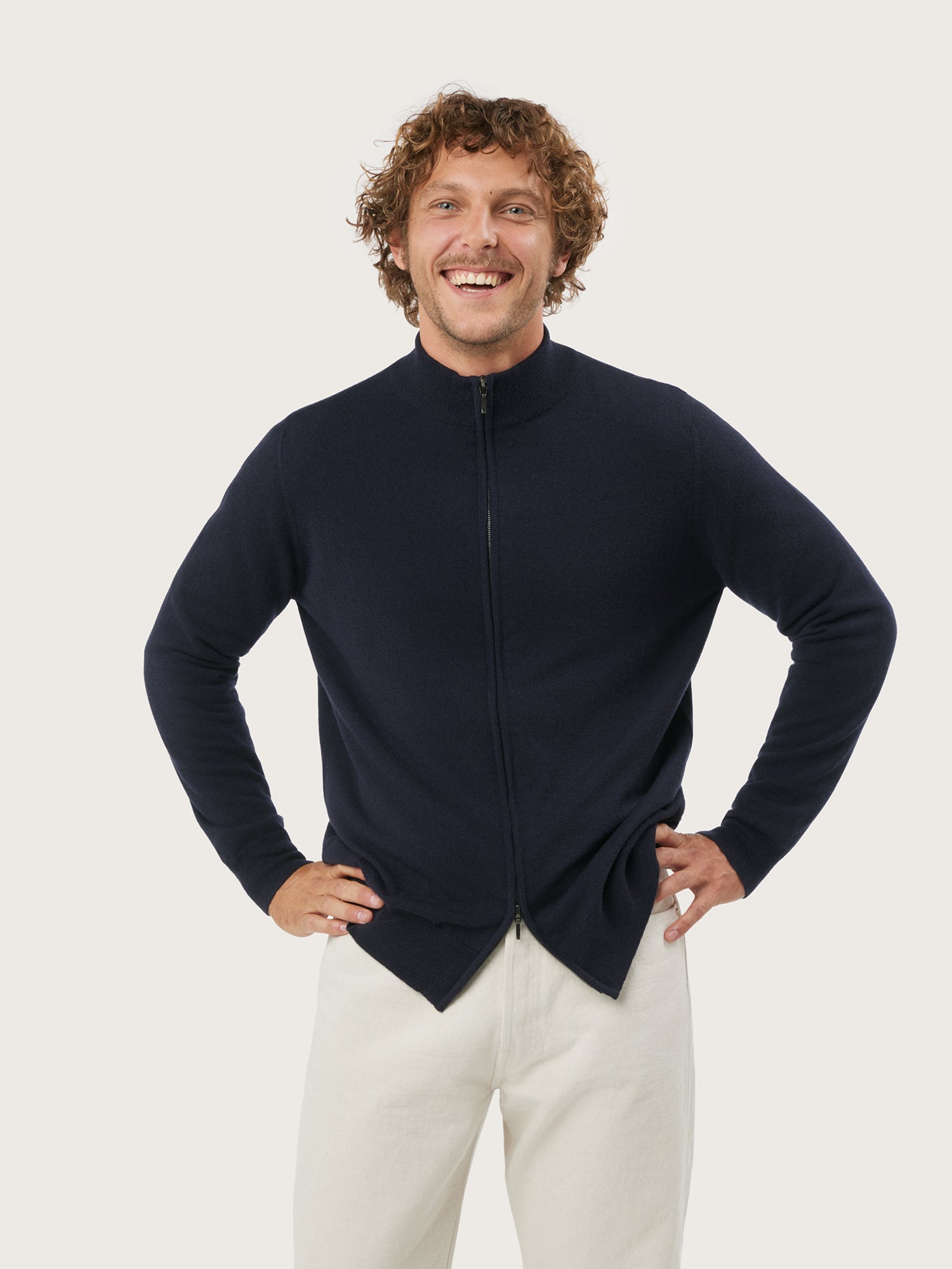 FULL ZIP CARDIGAN | Navy – crimson-cashmere