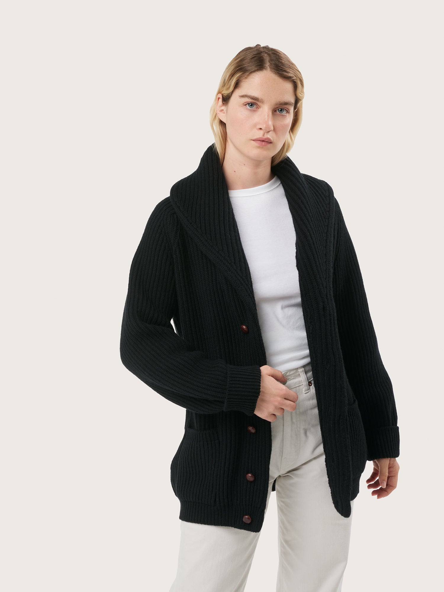 THE KENNEDY CARDIGAN | BLACK – crimson-cashmere