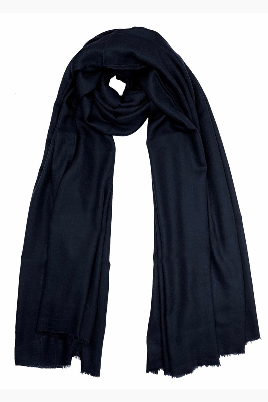 THE LARGE HANDWOVEN CASHMERE SCARF | Navy Blue