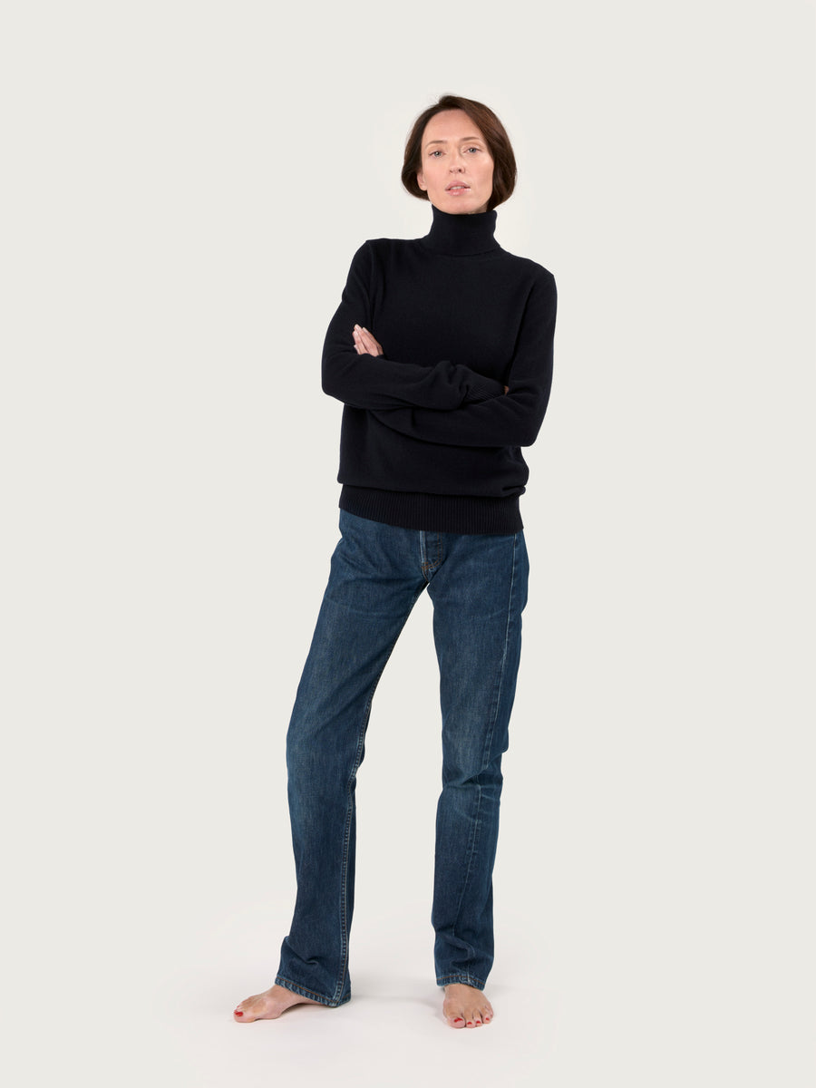 THE CASHMERE ROLLNECK | Navy blue