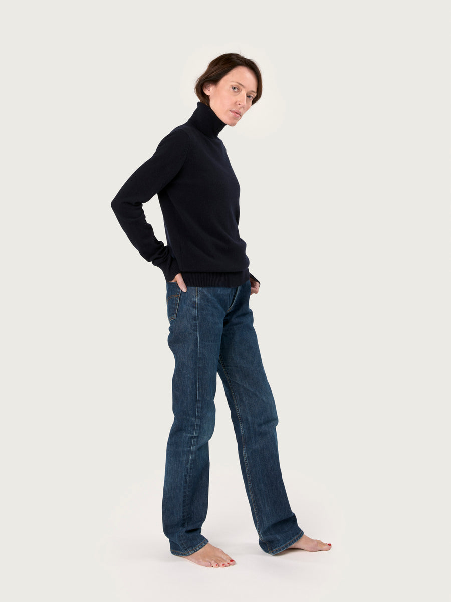 THE CASHMERE ROLLNECK | Navy blue