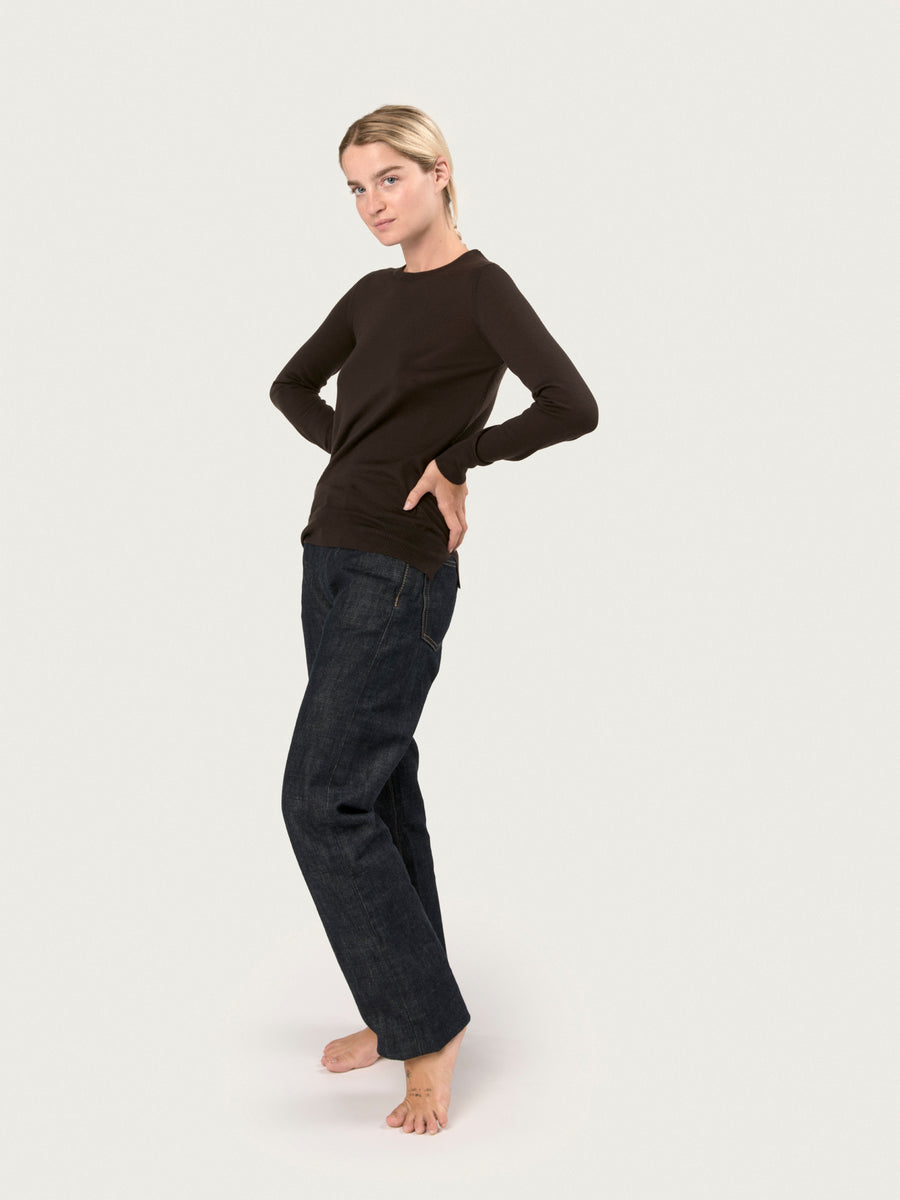THE SUPER LIGHT CASHMERE KNIT TEE | DARK BROWN