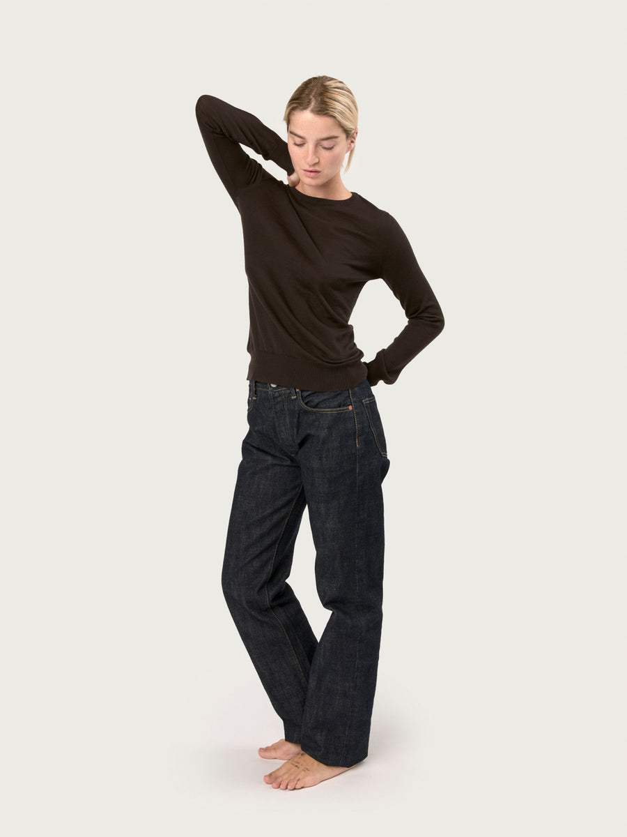 THE SUPER LIGHT CASHMERE KNIT TEE | DARK BROWN