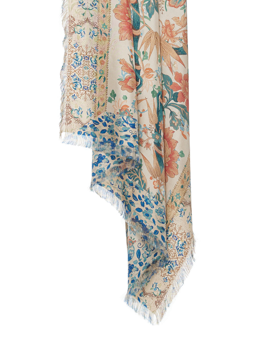 THE FRINGED SILK SCARF | Leaves