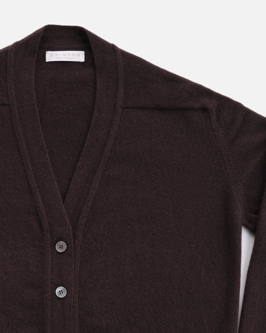 THE BOYFRIEND CARDIGAN | DARK BROWN