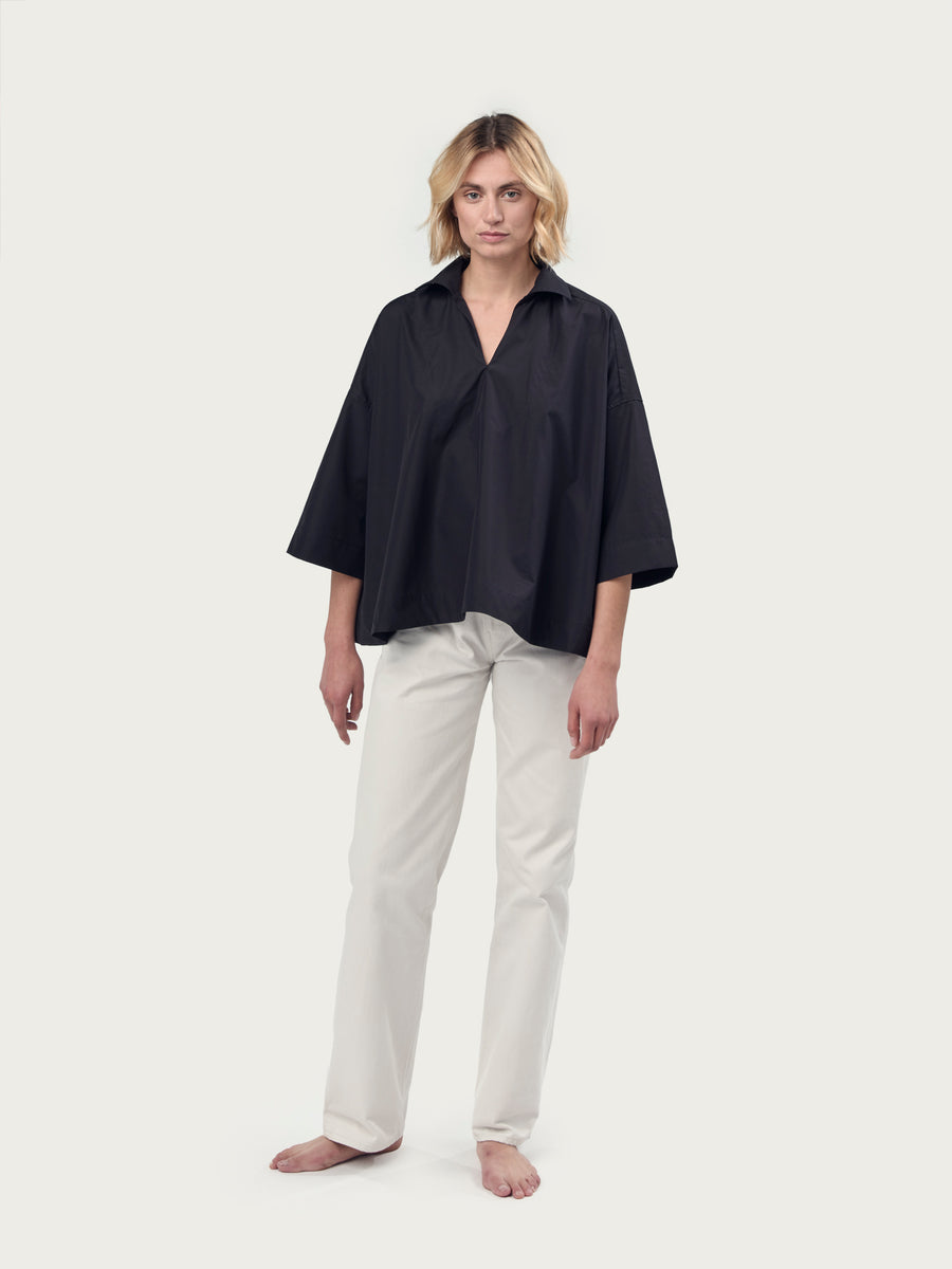 THE COTTON CAPRI SHIRT | Black
