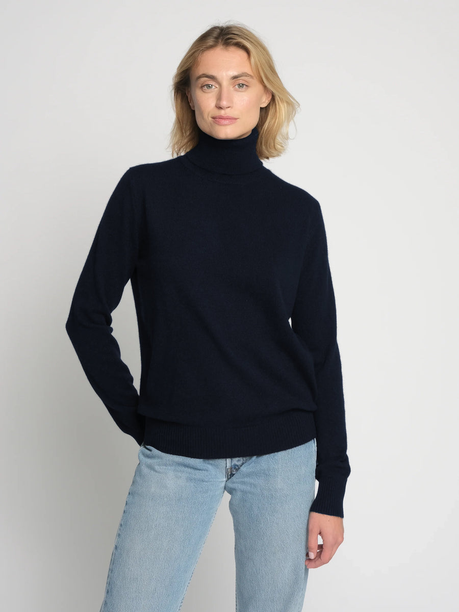 THE CASHMERE ROLLNECK | Navy blue