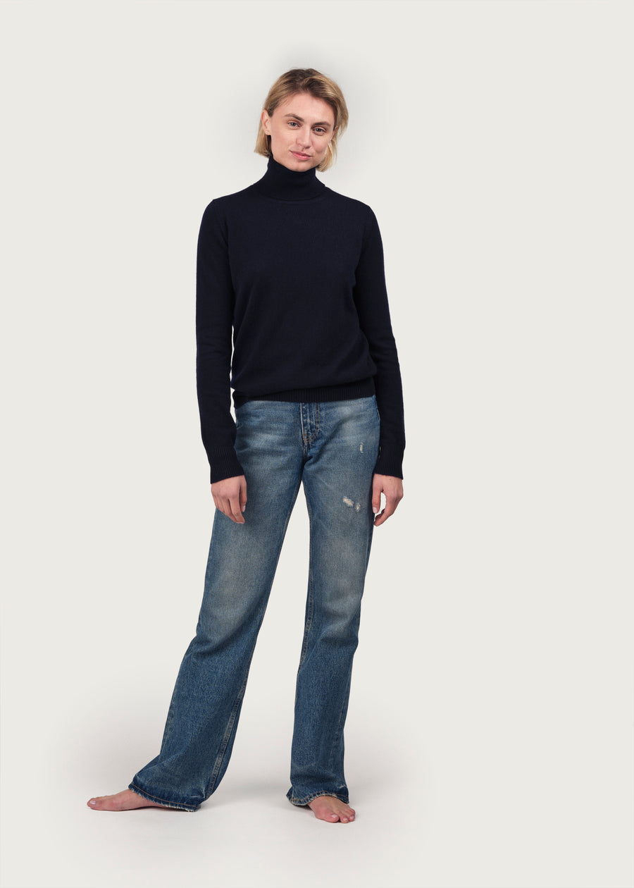 THE CASHMERE ROLLNECK | Navy blue