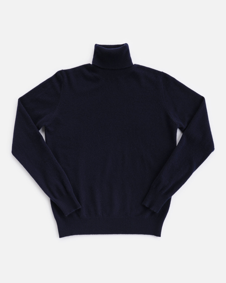 THE CASHMERE ROLLNECK | Navy blue