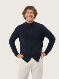 FULL ZIP CARDIGAN | Navy – crimson-cashmere