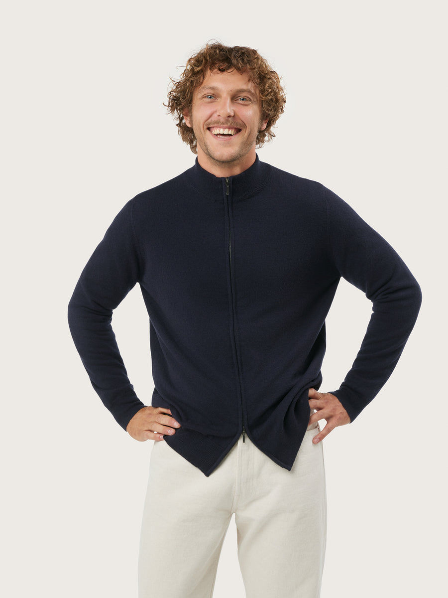 FULL ZIP CARDIGAN | Navy – crimson-cashmere