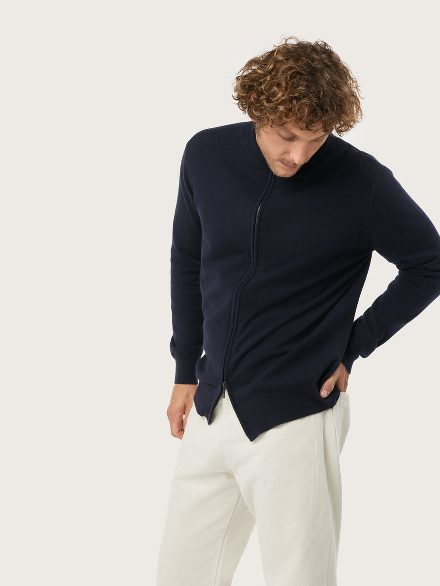 FULL ZIP CARDIGAN | Navy – crimson-cashmere