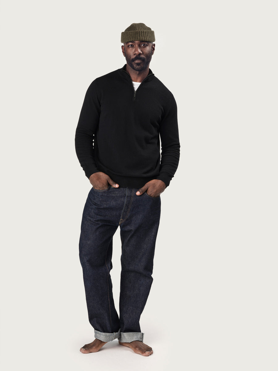 HALF ZIP SWEATER | Black