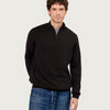 HALF ZIP SWEATER | DARK BROWN