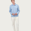 COTTON LONG SLEEVE POLO | Cielo