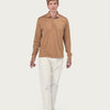 COTTON LONG SLEEVE POLO | Tobacco