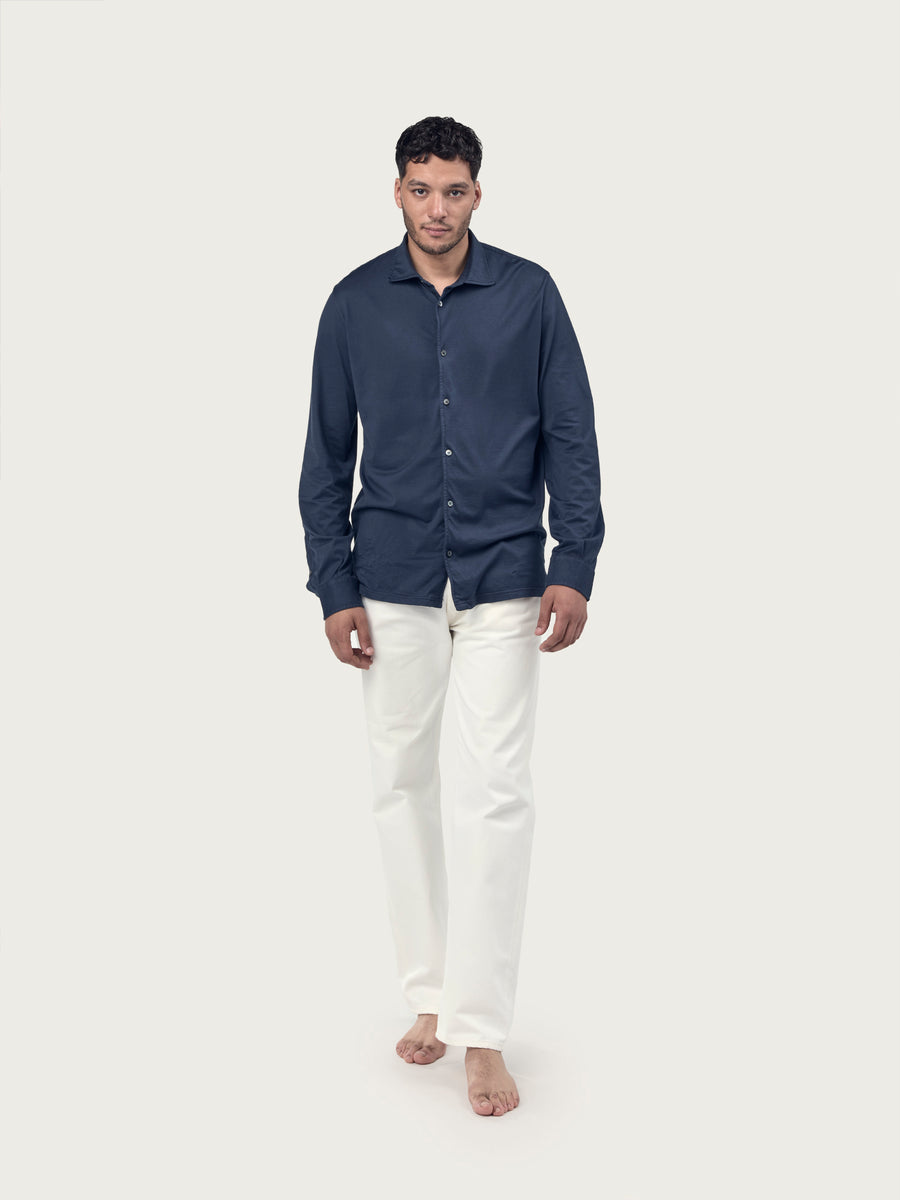 COTTON SHIRT LONG SLEEVE | Navy