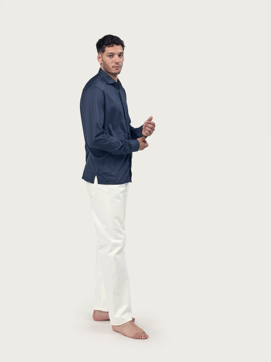 COTTON SHIRT LONG SLEEVE | Navy