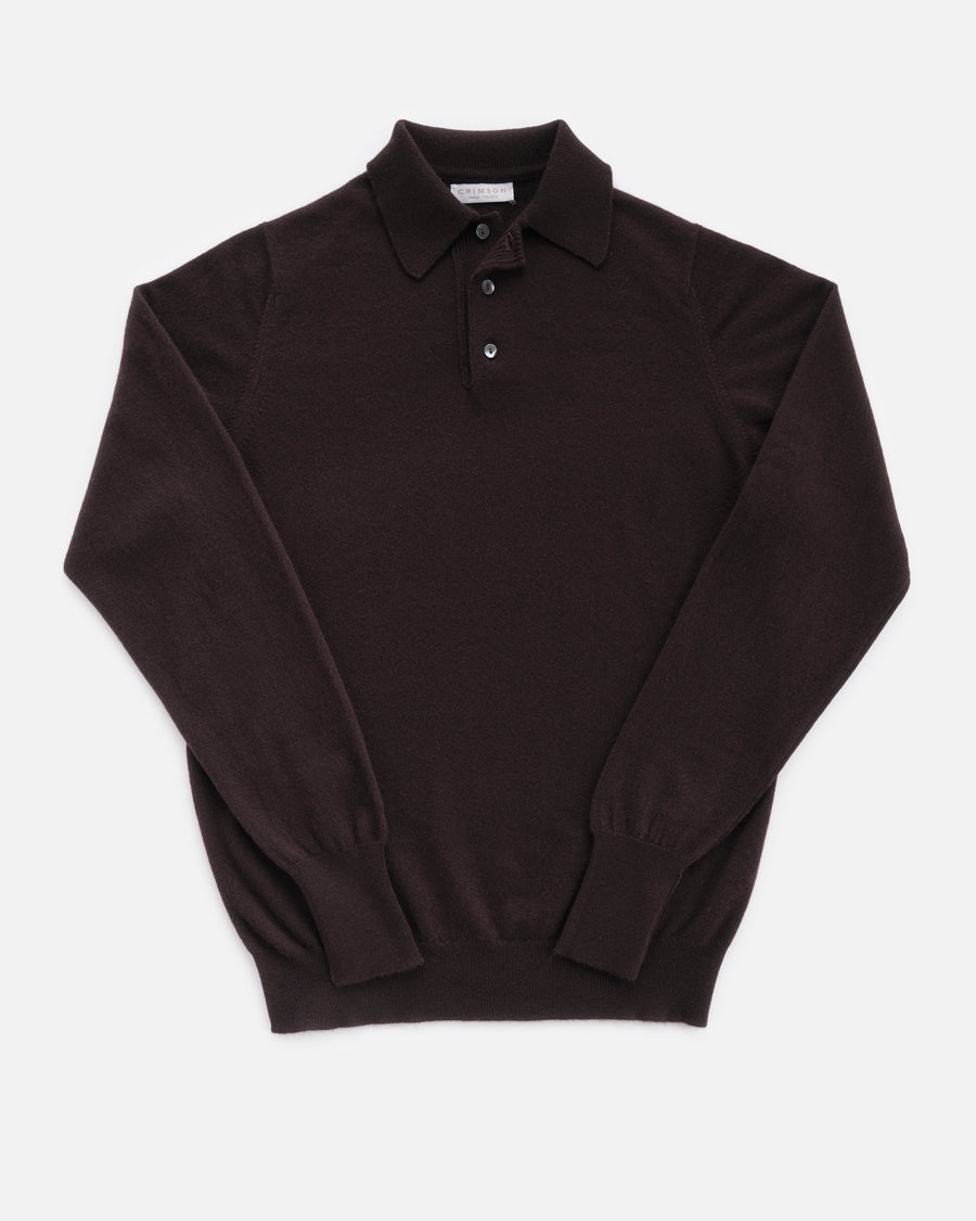 THE POLO SWEATER | DARK BROWN