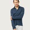 COTTON LONG SLEEVE POLO | Midnight Blue