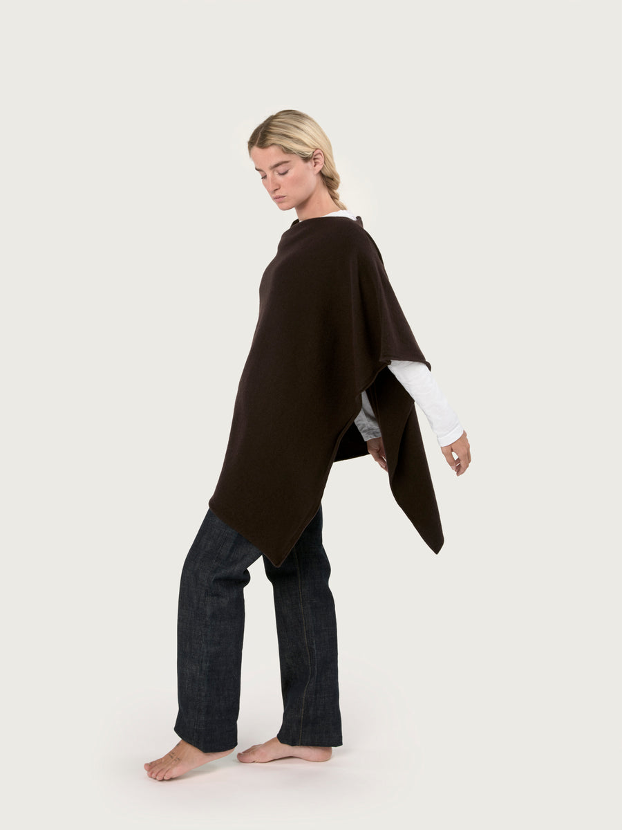 THE CLASSIC PONCHO | DARK BROWN