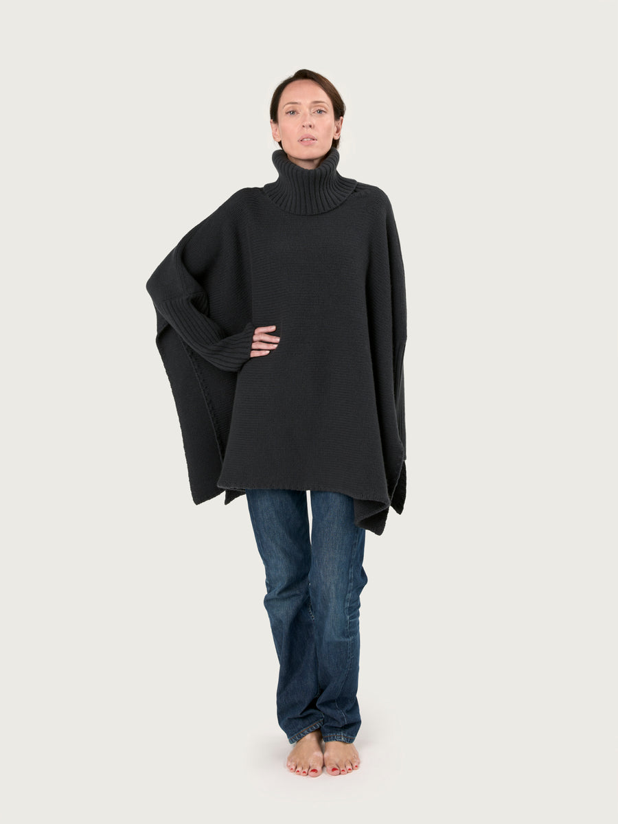 THE 12 PLY ROLLNECK PONCHO | ASTRAKHAN