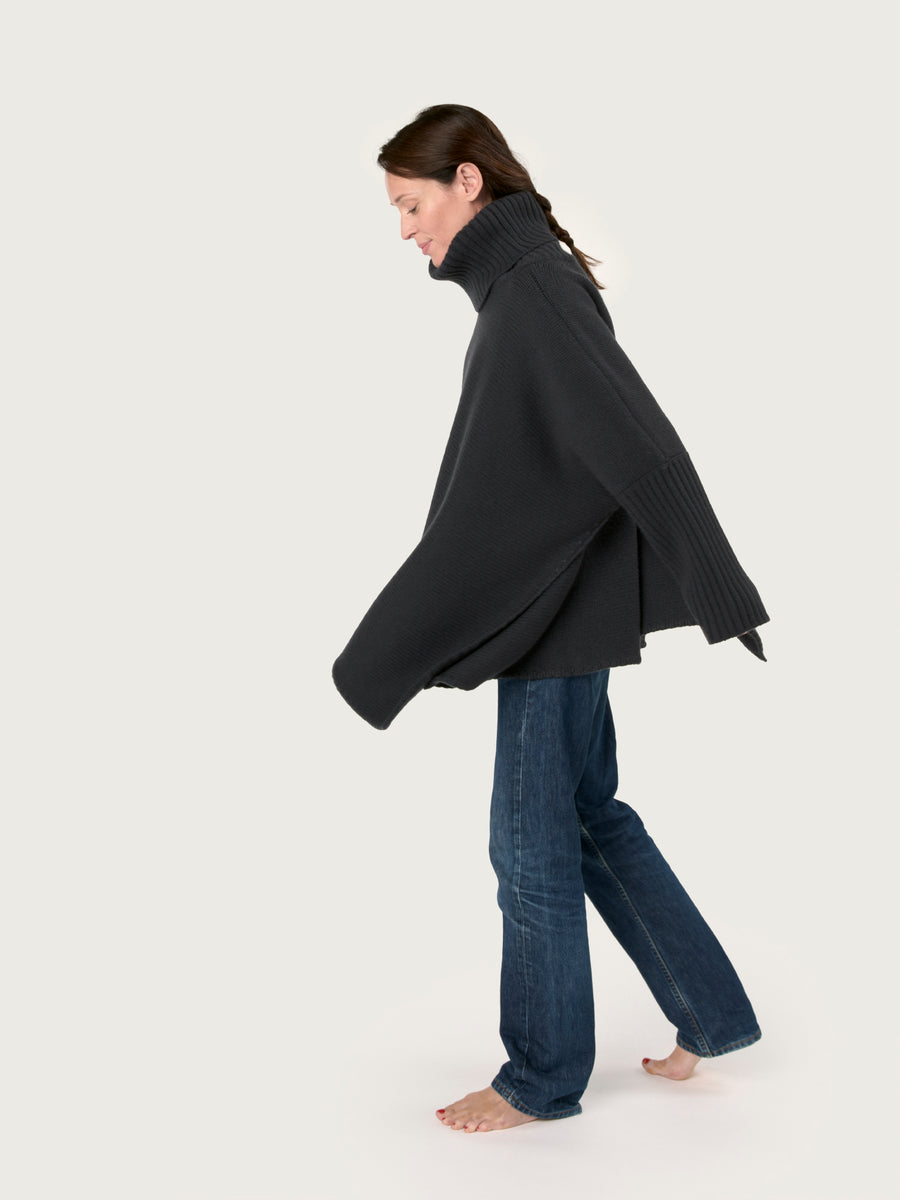 THE 12 PLY ROLLNECK PONCHO | ASTRAKHAN