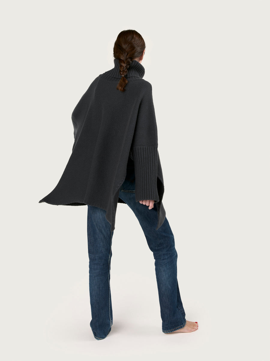 THE 12 PLY ROLLNECK PONCHO | ASTRAKHAN