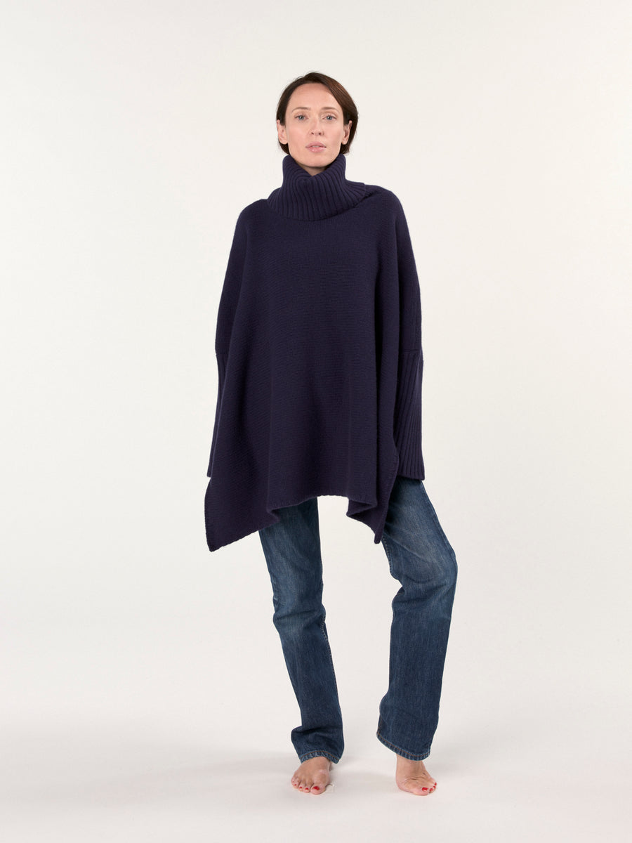 THE 12 PLY ROLLNECK PONCHO | BRITISH BLUE
