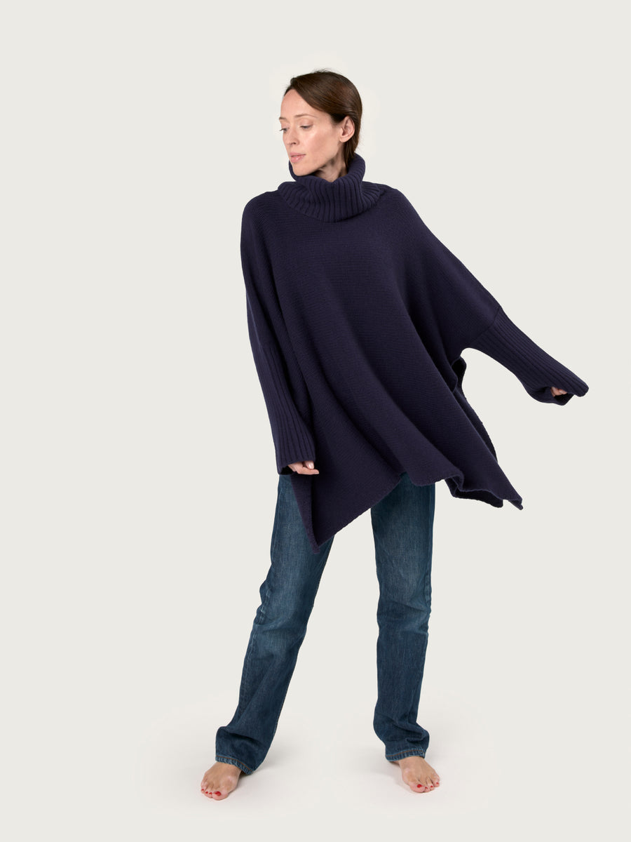 THE 12 PLY ROLLNECK PONCHO | BRITISH BLUE