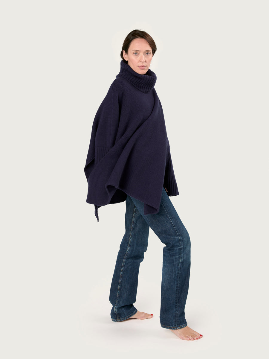 THE 12 PLY ROLLNECK PONCHO | BRITISH BLUE