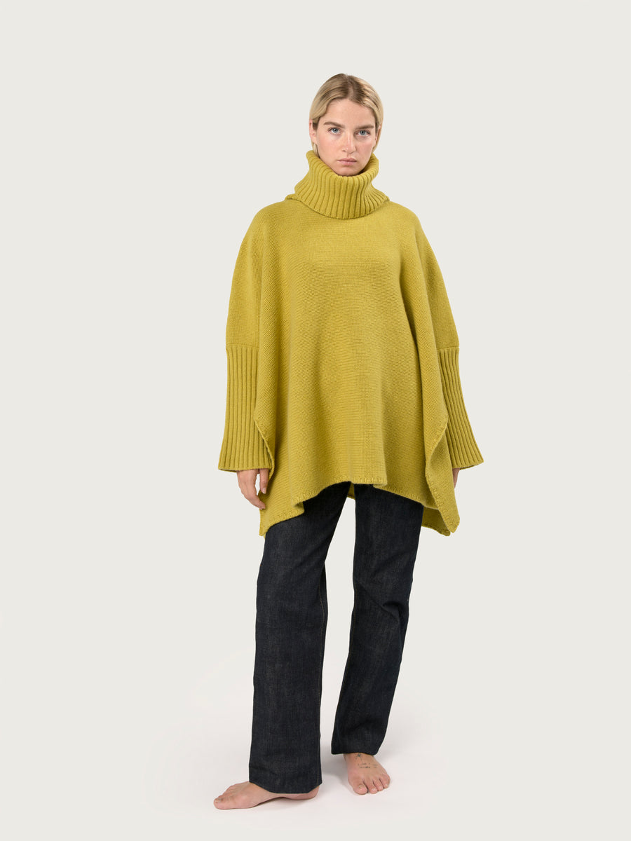 THE 12 PLY ROLLNECK PONCHO | GOLD DUST