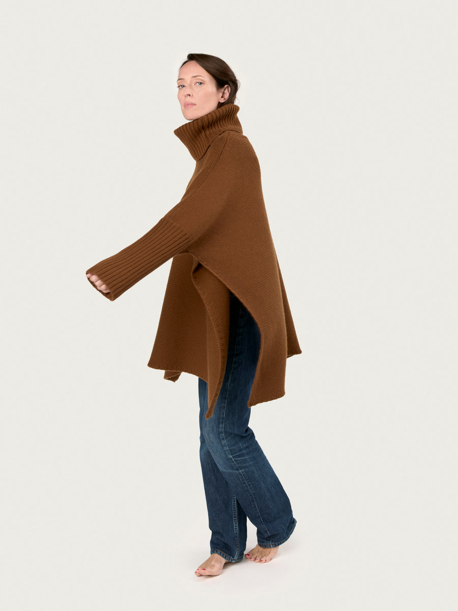 THE 12 PLY ROLLNECK PONCHO | NUT BRITTLE