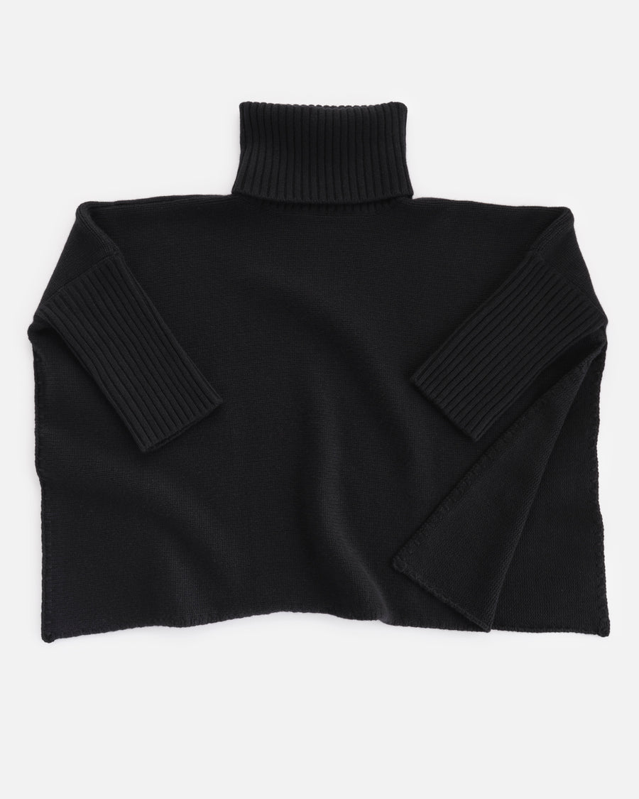 THE 12 PLY ROLLNECK PONCHO |BLACK