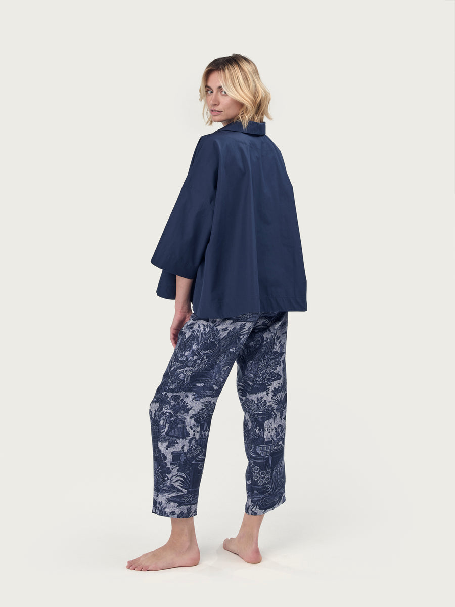 THE SILK PANT | Blue Toile de Jouy