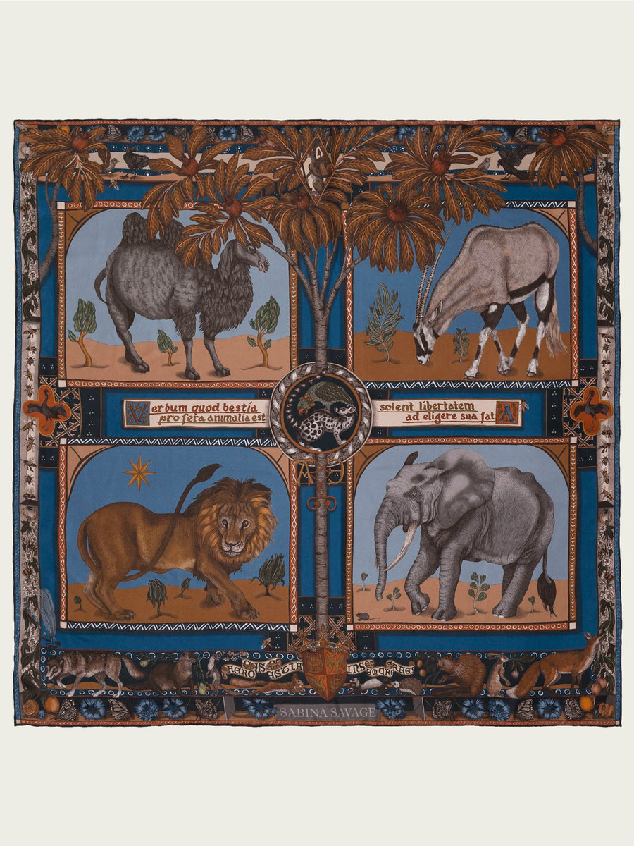 SABINA SAVAGE 90x90 SILK SQUARE | THE BEAST CORNFLOWER