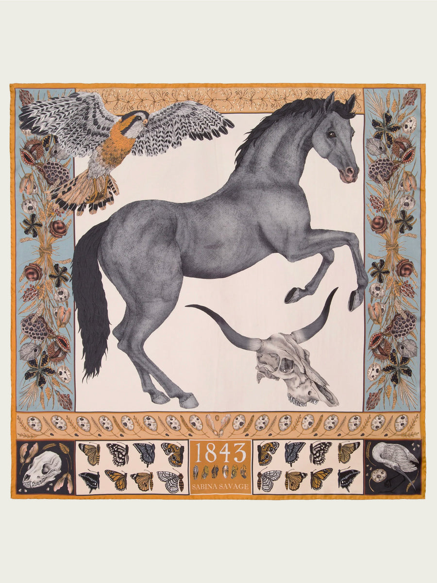 SABINA SAVAGE 90x90 SILK SQUARE | The Texas Stallion | DUSK GOLD