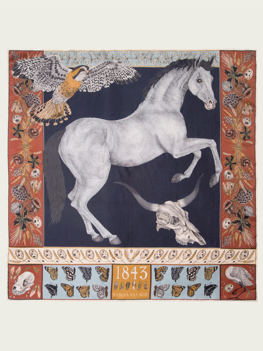 SABINA SAVAGE 90x90 SILK SQUARE | The Texas Stallion | BLACK GARNET